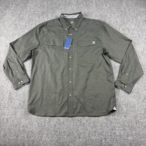Huk Shirt Mens XL Gray Hawser Heather Flannel Long Sleeve Button Front Fishing